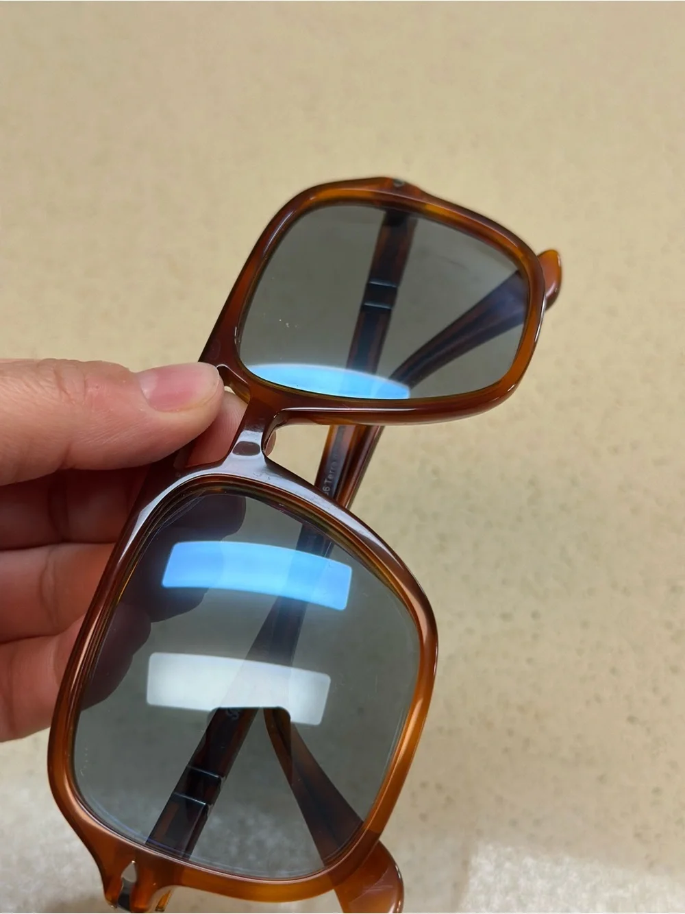 Persol Brown Tortoiseshell Frame Sunglasses with Gray Lenses